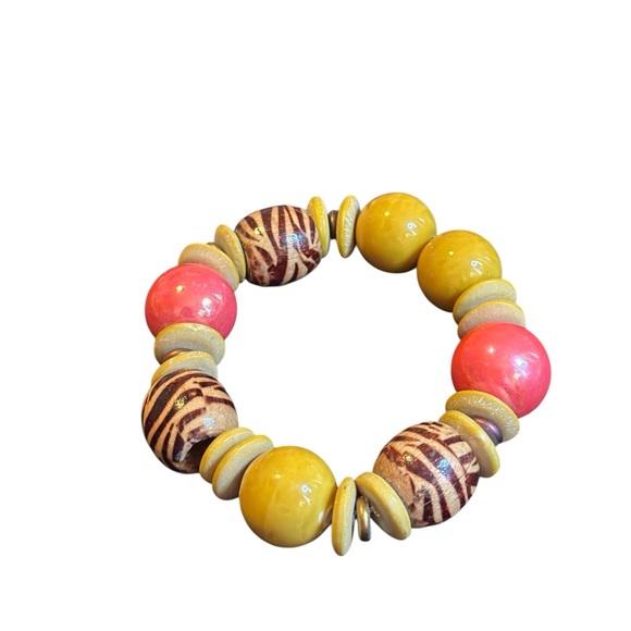 Set of 4 Boho Beaded Stretch Bracelet Set – Earthy Tones & Tribal Prints - Picture 9 of 12